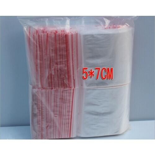 200PCS 5x7cm transparent travel gift packing bag plastic bag for necklace/jewelry/ food small ziplock clear self seal bags