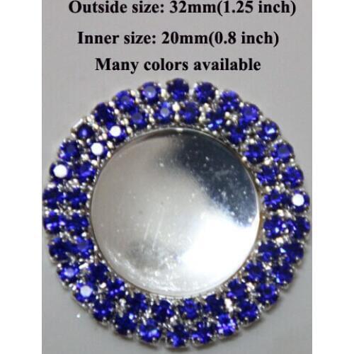 Free Shipping Wholesale 50pcs/lot 20MM Inner DoubleRow Blank Setting With Rhinestones Flatback Button For Hair Flowers BYM01013