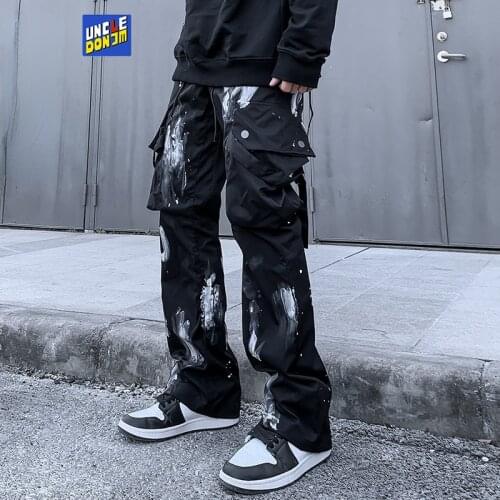 UNCLEDONJM Graffiti cargo pants men streetwear men joggers japanese fashion baggy pants mens hip hop clothing pants 21003