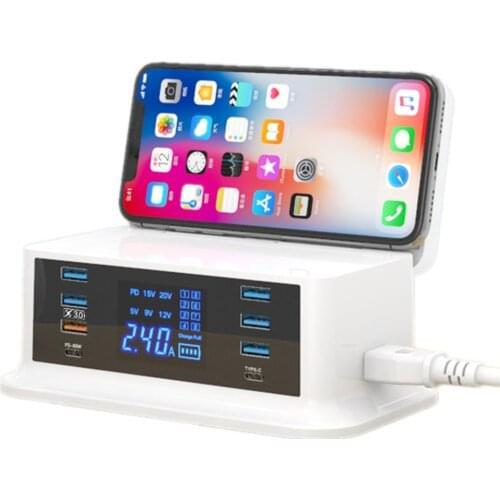CDA36 PD65W fast charger Type C 120W QC3.0 quick charge 8 port digital device wireless charging