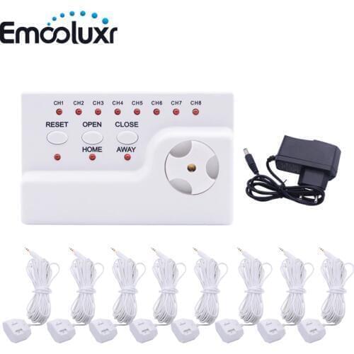 Water Leak Detector Water Level Overflow Sensor Alarm Leak Alarm Home Security Voice Warning System with 8pcs Water Cable Sensor