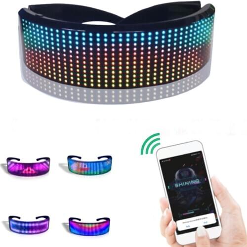LED Light Up Glasses Customizable BT Luminous Glasses DIY Messages 22 Animations 20 Pictures Music Mode Glow Party Glasses