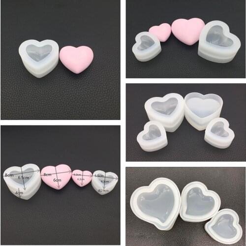 DIY UV Epoxy Resin Mirror Mold 3D Love Heart Shape Soap Scented Silicone Molds Handcrafts Decoration For Jewelry Making Findings