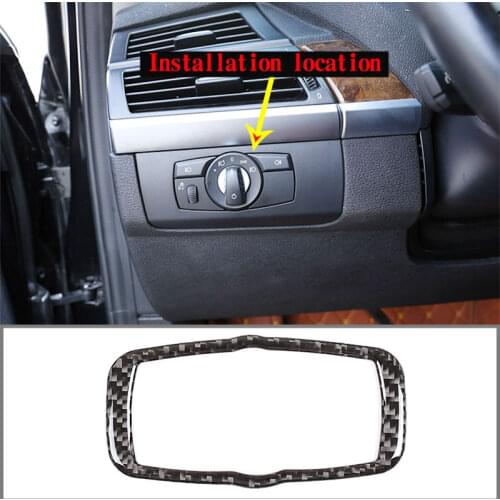 For Bmw X5 X6 2008-2013 Headlight Switch Frame Protection Decoration Stickers Real Carbon Fiber (Soft) Car Interior Modification