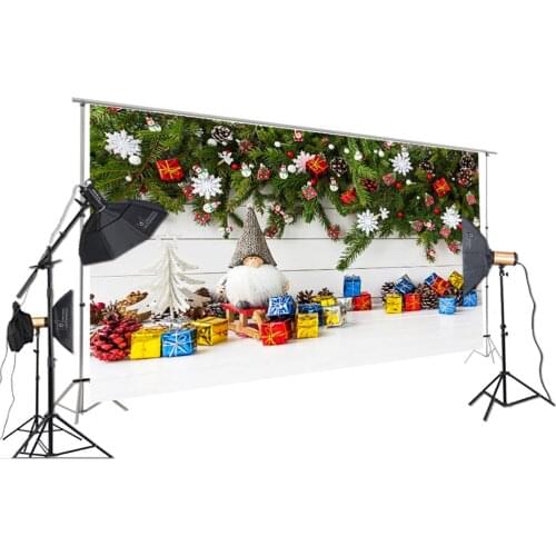 HUAYI Photography Backdrop Christmas Photo Background For Studios Christmas Gifts Father Christmas White Wall Green Pine XT-7221