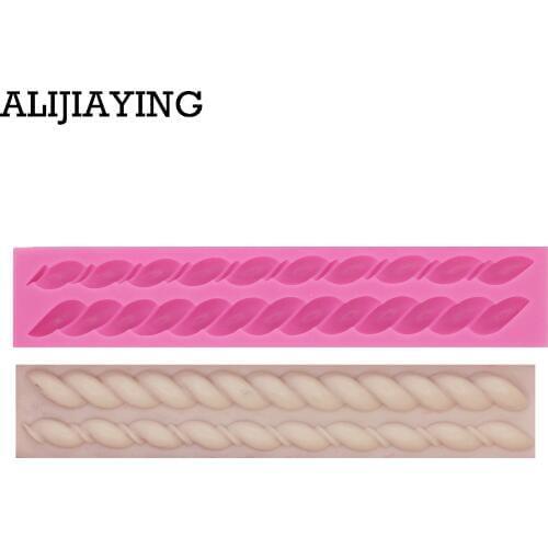 M0503 Long bag Rope string 3D Silicone Mold Chocolate Fondant lace Cake Decorating tools Bakeware mould