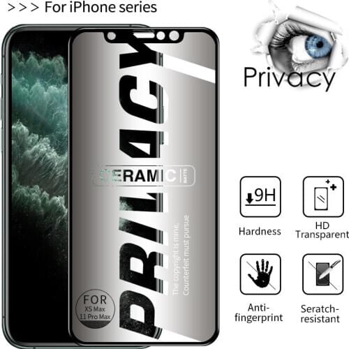 Full Cover Matte Frosted Soft Antispy Glass for IPhone 12 Mini 11 Pro Max X XS XR 7 8 6 S Plus Se 2020 Privacy Screen Protector