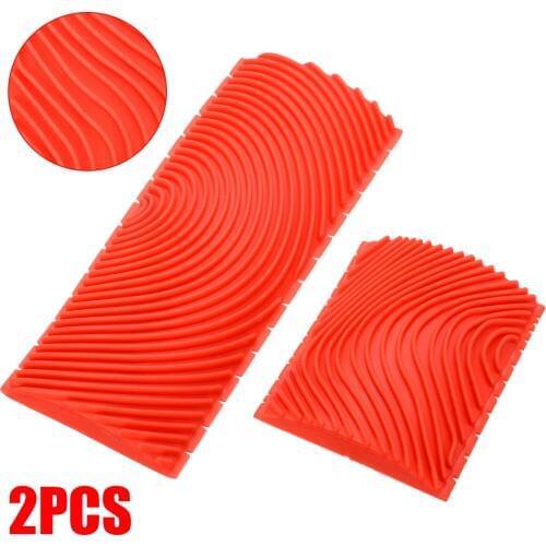 Mayitr 2Pcs Large & Small Wood Graining Pattern For Decorating House Rubber Wall Decor DIY Painting Hand Tool Sets