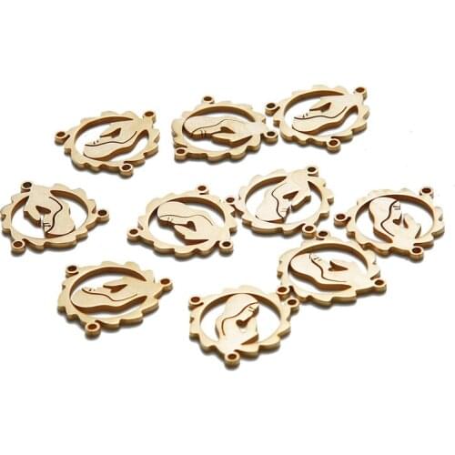 Metal 15mm Three Holes Virgin Mary Pendant Stainless Steel Connector for Necklace Bracelet Christian Religious Jewelry 30pcs