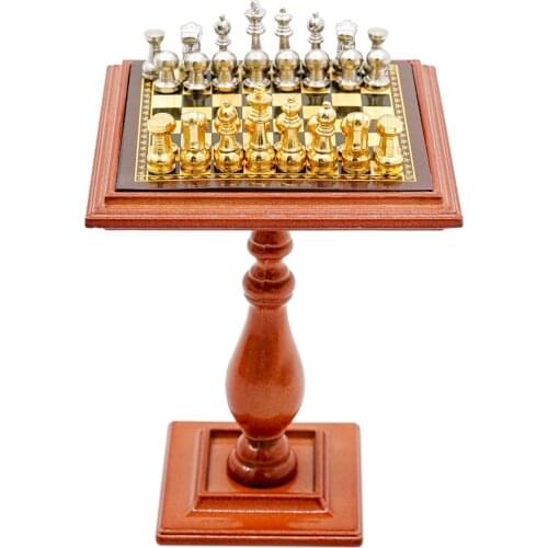 Odoria 1:12 Miniature Magnetic Chess Table Set Mini Game Living Play Room Home Dollhouse Accessories Doll House Decoration