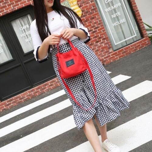 Fashion Womens Canvas Handbag Shoulder Bag Tote Purse Cute Travel Bucket bag red