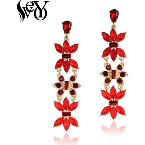 VEYO Trendy Crystal Drop Earings Long Party Dangle Earrings for Women Fashion Jewelry New Free shipping