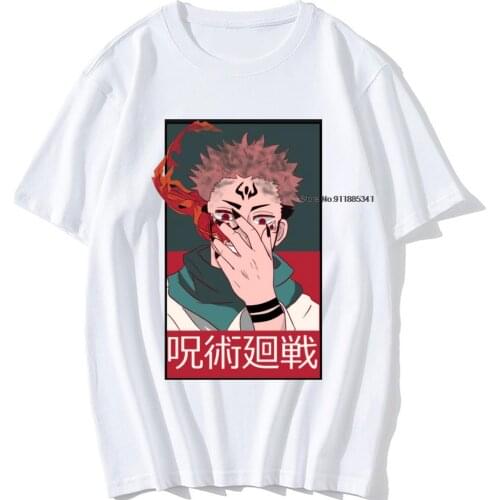 Mens Japan Anime Cool Jujutsu Kaisen T Shirt Funny Cotton 2021 Hot sale T-Shirt Harajuku Loose Tshirt Street INS Fashion Tees