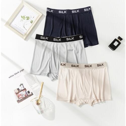Mulberry Silk Mens Underwear Mid Waist Sports Boxer Pants Comfortable Loose Breathable Shorts for Men Boxers Plus Size Soft