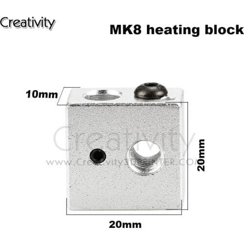 3D Print MK8 Heating aluminum block For MK7/MK8 Extruder Accessories Heat Head Aluminium Part Heated with Screw 3D Printer Part