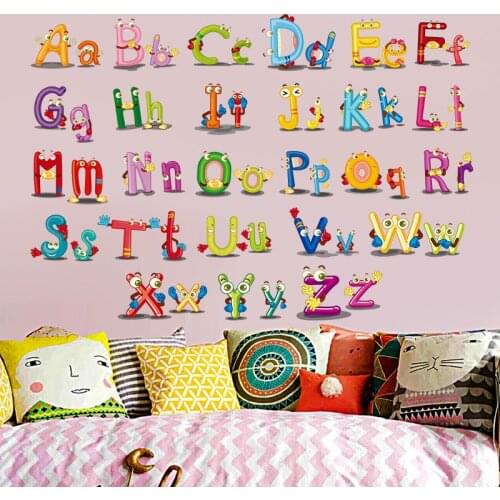 1PCS Early Education Wall Stickers Cartoon English Alphabet Mural For Childrens Room Kindergarten Home Decoration Accessories