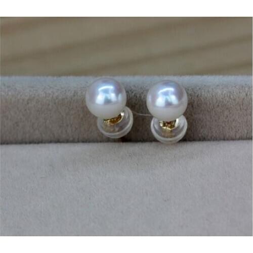 HUGE 11-12mm natural south sea genuine white round pearl earring