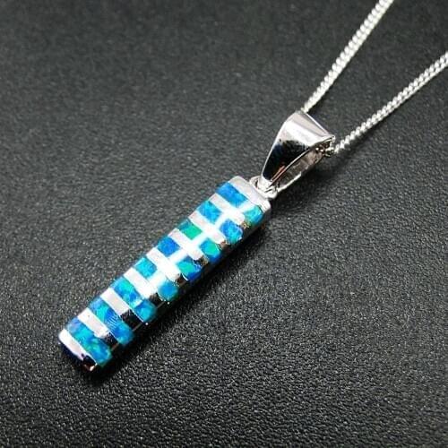 Simple Designs Opal Jewelry 925 Sterling Silver Blue Australian Fire Opal Pendant Necklace For Gift