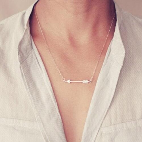 Retro Simple Gold Color Arrow Pendant Necklace Punk Womens Party Chain Accessories Womens Fashion Jewelry Birthday Gift