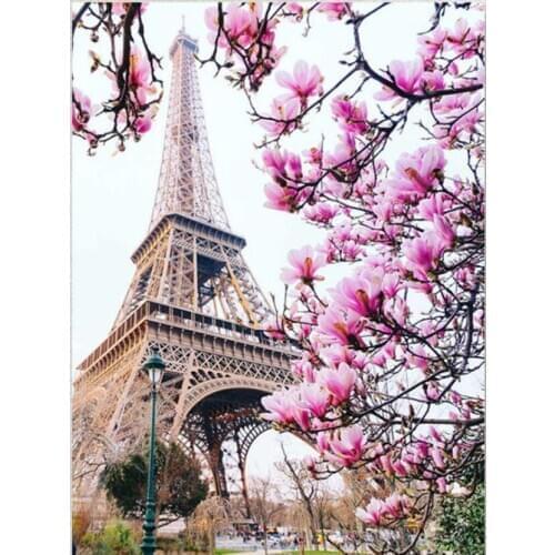 Scenery diamond painting by number paris tower mosaic art canvas orchid embroidery stickers rhinestone picture puzzle wall paper