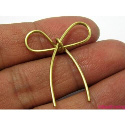 Brass bowknot pendant 27x32mm Raw brass knot -10pcs R192