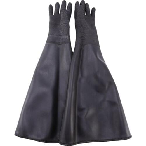 Rubber Black Sandblaster Gloves Stripe Abrasive Sand Blasting Gloves for Blasting Cabinet 65x30cm