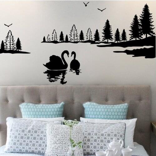 Family Lake Swan Nature Beautiful Wall Decal Sticker Bedroom Boys girls Bedroom A13-027