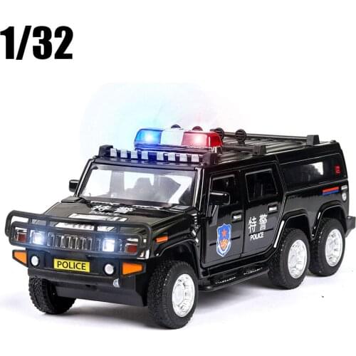 1:32 Lengthen Hummer Police Model Car Diecast Toy Vehicles With Sound Light Alloy Toy Car Kid Toys Christmas Free Shipping