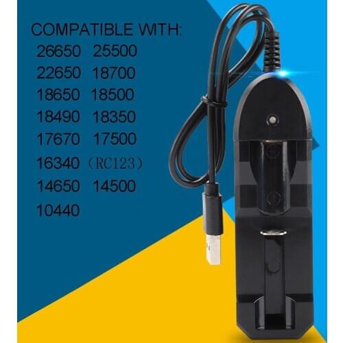 Universal One Slot Li-ion Smart Battery Charger Battery AC Charger Adapter USB Connector For 18650 18500 16340 14500 26650