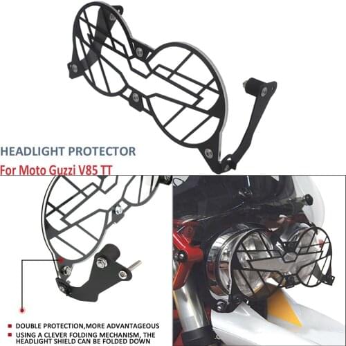 V85TT NEW Motorcycle Folding Headlight Guard Protector Grill Double Protection For Moto Guzzi V85 TT