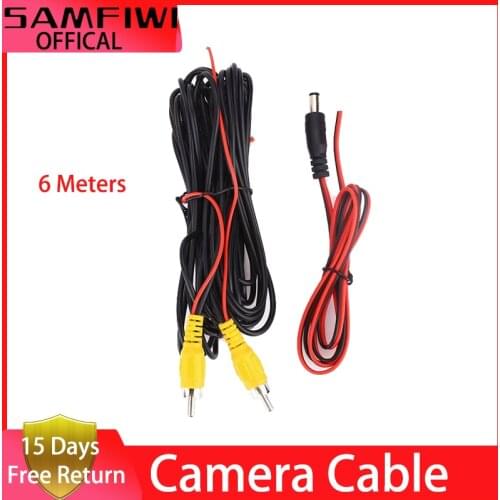 RCA 6m Video Cable For Car Rear View Camera Universal 6 Meters Wire For Connecting Reverse Camera With Car Multimedia Monitor