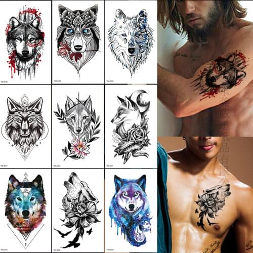 Waterproof Tattoo Sticker Sexy Female Body Art Painting Arm Leg Tattoo Realistic Tattoo Sticker Wolf Tattoo