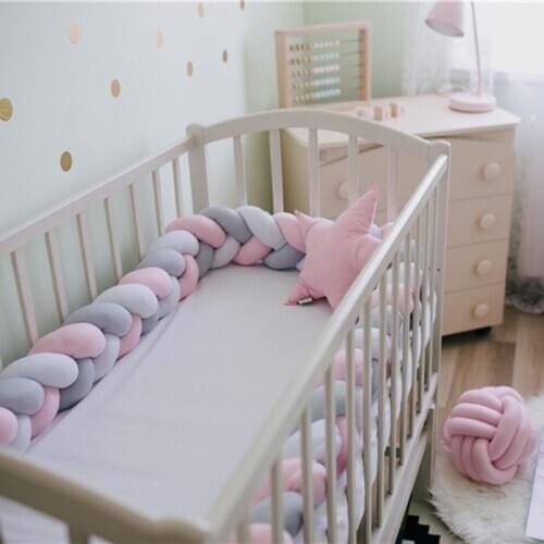 1M/2M/3M Baby Room Bumper Safety Protection In The Crib For The Bed Braid Knot Pillow Cushion Protector Cot Decor Weaving