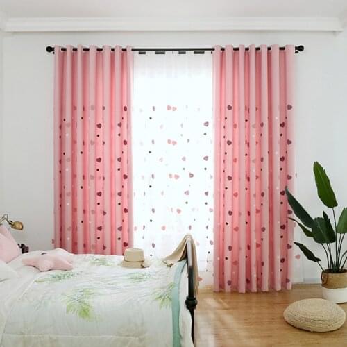 Cartoon Pink Love Heart Blackout Curtain For Girls Children Bedroom Living Room Luxury Blinds Finished Drapes