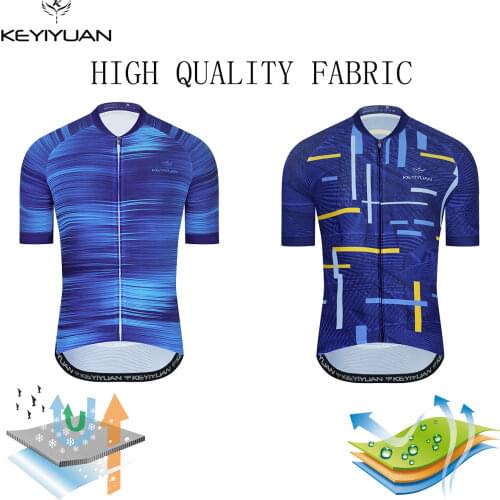 KEYIYUAN Men Cycling Jersey Summer Short Sleeved Shirt Cycle Wear Outdoor Professional Team Triathlon Top Maillot Ropa Ciclismo