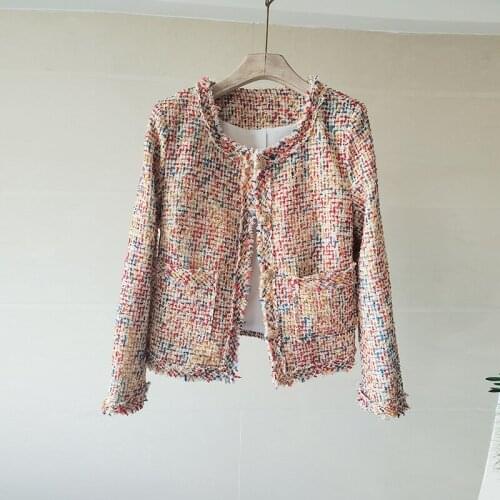 WTIANYUW High Quality 2021 Autumn Winter Korean Super Beautiful Tweed Jacket Coat Ladies Single Breasted Tassel Slim Short Coat