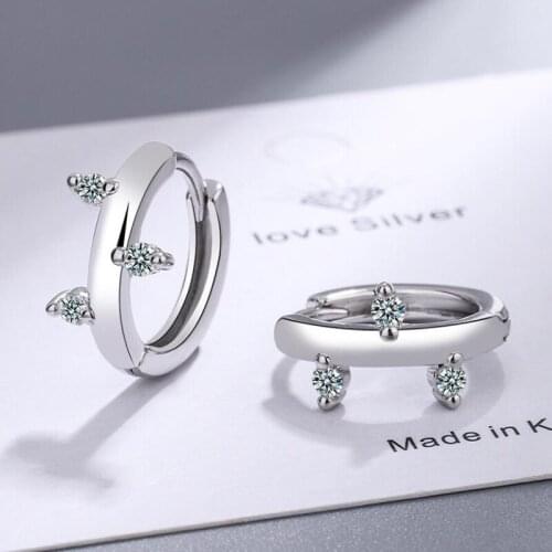 KOFSAC 2021 Hot Sale Cute Hoop Earrings Women Fashion Jewelry 925 Sterling Silver Zircon Geometric Earring Lady Glamorous Gifts