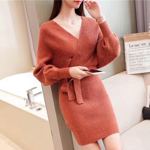 Low Collar Ladies V-neck Sweater Bat Sleeves Womens Spring Autumn Clothing 2020 New Knitted Sweater Wild Bottoming Shirt Z517
