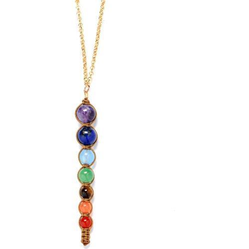 Multicolor Lava 7 Chakra Healing Balance Beads Necklace Women Necklaces & Pendants Reiki Spiritual Yoga Jewelry Pendant Necklace