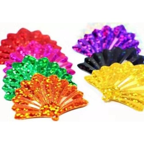 100Pcs/lot 35mm Fan Shape Laser Colors Side Hole Loose Sequins Paillette Sewing Wedding Craft Decoration Scrapbook DIY Accessory