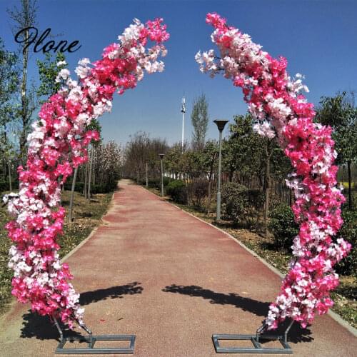 2.5m Wedding arch backdrop stand decoration Artificial cherry blossoms arch fake flower cherry blossom with flower arch