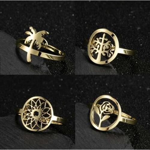 2020 Gothic Womens Fashion Creative Flower Finger Wedding Ring Punk Gold Charm Ring Jewelry Girl Simple Gift Halloween anillos