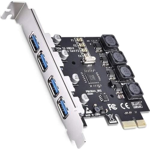 4 Ports PCIE USB 3.0 Card PCI Expree to USB Expansion Card Super Speed 5Gbps PCIE USB3 Hub Controller Adapter Self Powered