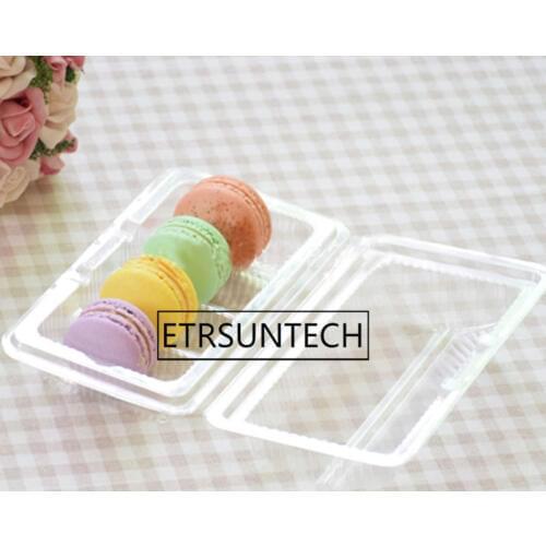 500pcs Blister Packaging Fourfold Snack Box Roll Cake Box Transparent Plastic Macaron Packing Boxes