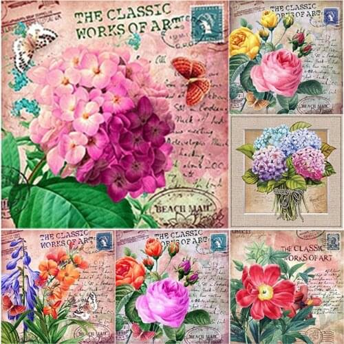 New 5D DIY Diamond Painting Scenery Cross Stitch Fresh Flowers Diamond Embroidery Full Square Round Drill Manual Home Decor Gift