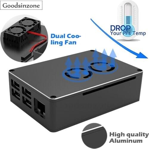 Raspberry Pi 4 Model B Aluminum Case with Fan Kit , Cooling Case for Raspberry Pi 4 B, Pi4, 4B, Support Heatsinks