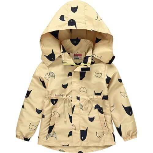 Children Windbreaker Coat for Boy Spring Autumn Print Kids Boys Jacket Outerwear Cotton Casual Trench Coat for Baby Boy Clothes
