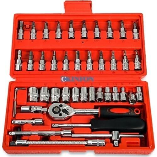 DHL 10Set*46pcs Spanner Socket 1/4 Inch Drive Socket Set Ratchet Wrench Tools Kit For Auto Repairing