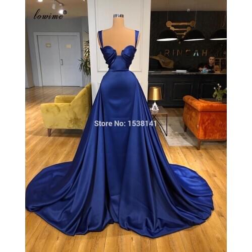 Navy Blue Elegant Evening Dresses Long Mermaid Sexy Evening Gowns Spaghetti Celebrity Dresses Evening Wear Robe De Soiree Custom