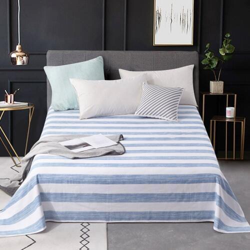 Cotton Bedsheet Healthly Reactive Dyes Striped style Bedroom Bedsheet Breathable Bed Sheets Adults Newest Flat Sheet Queen Size
